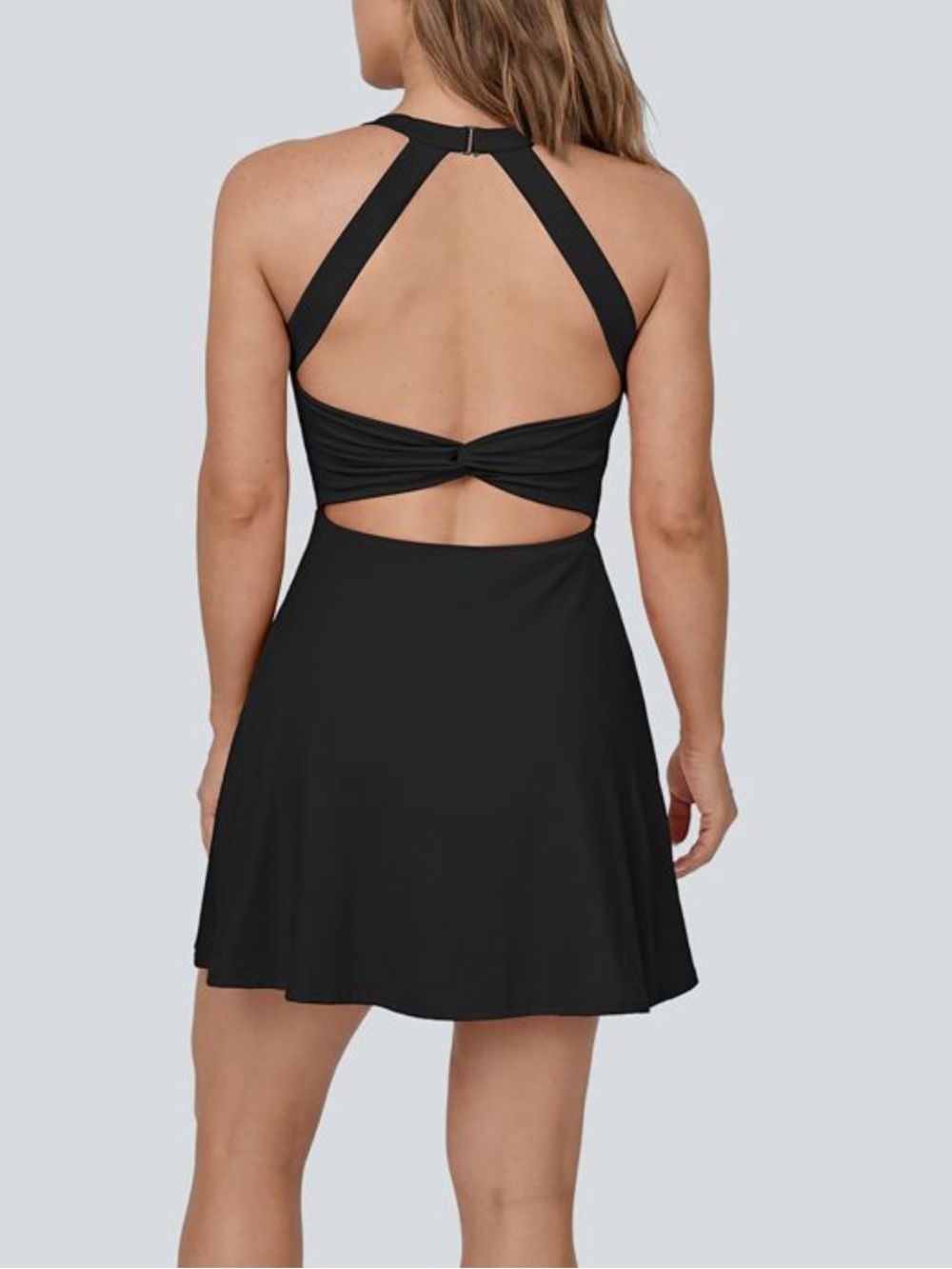 Black Open-Back easy bathroom access dress with shorts